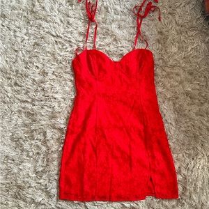 Urban Outfitters Kiss The Sky Red Floral Lace Jacquard Mini Dress - Large - NEW